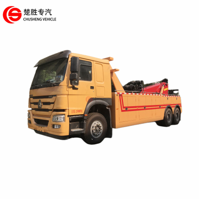 Precio de fábrica Howo 6*4 25T 371hp Flatbed Wekcer Truck Wrecker Recker Truca para estaferios para la venta