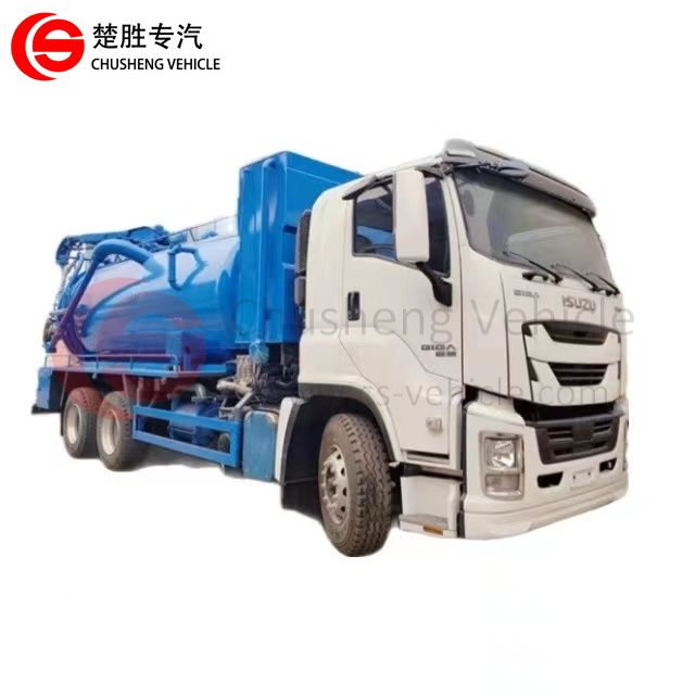 ISUZU GIGA 6X4 Limpieza de alta presión Camión de vacío de aguas residuales Camión de succión de aguas residuales Vehículo cisterna de lodos
